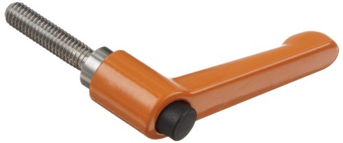 Die Cast Zinc Metric Adjustable Handle with Black Push Button, S/S Threaded Stud, 63mm Length, 28.5mm Height, M6 x 1.0mm Thread, 63mm Thread Length (Pack of 1)