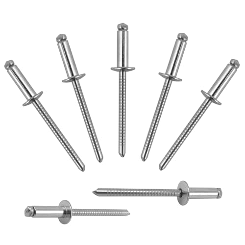 ALLCLEAN 100 Pcs 5/32" x 1/2" Stainless Steel Blind Pro Rivets,4 x 12mm Pop Rivets,Stainless Steel Grip and Stainless Steel Mandrel - color: Stainless Steel, size: 5/32"x1/2"