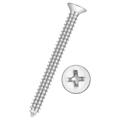 50pcs Phillips Wood Screws #12x2-1/2 304 Stainless Steel Silver - color: Silver, size: #12x2-1/2"