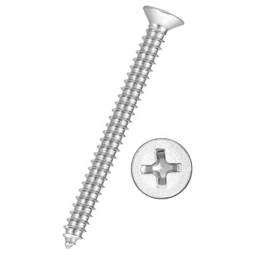 50pcs Phillips Wood Screws #12x2-1/2 304 Stainless Steel Silver - color: Silver, size: #12x2-1/2"