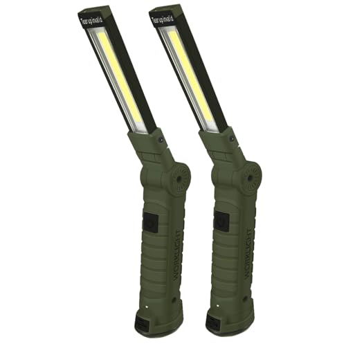 Working Light Portable, Rechargeable Work Lights with Magnetic Base Hanging Hook,360° Rotate 5 Modes,COB LED 700 Lumens Foldable Inspection Light for Car Repair, Grill and Outdoor Use(2pack) - color: Green*2