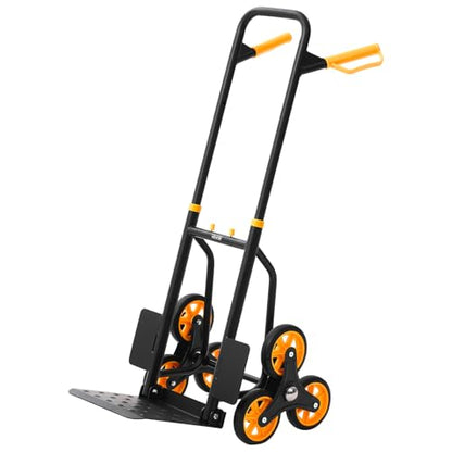 VEVOR Stair Climbing Cart 440 lbs, 330 lbs Stair-Climbing Capacity, Heavy-Duty Folding Trolley Cart with Telescoping Handle, 6 Wheels and 2 Bungee Cords for Home, Groceries, Warehouse - size: 23.6" x 18.1" x 42.9"