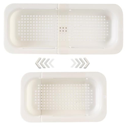 Extendable Sink Colander Strainer Basket - Wash Vegetables and Fruits, Drain Cooked Pasta and Dry Dishes - Adjustable Over the Sink Colander Collapsible Drainer Basket - White - color: White