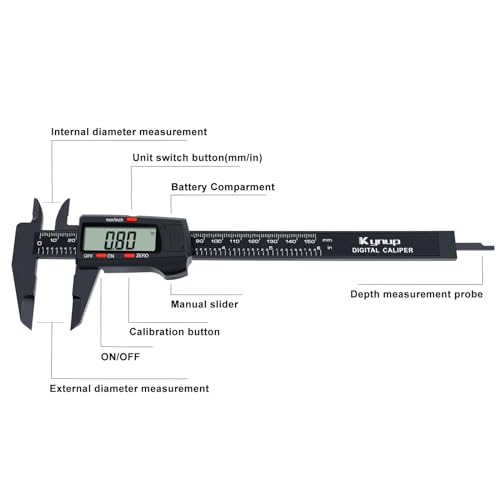 Kynup Digital Caliper, Caliper Measuring Tool with LCD Screen - color: Black, size: 150mm