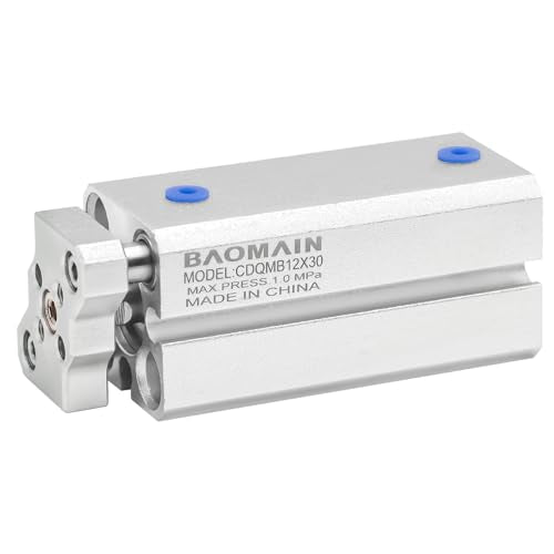 Baomain Pneumatic Compact Air Cylinder, Bore 12mm Stroke 30mm Guide Rod Type Directly Mounted Double Acting CDQMB12-30