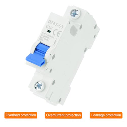 MECCANIXITY 4Pcs Miniature Circuit Breaker 1P 10A AC 110V DZ47-63 DIN Rail Mount Disconnect Switch Circuit Breaker Protection Thermal Magnetic Trip for Short Circuit Protection, Overload Blue - style: 10A