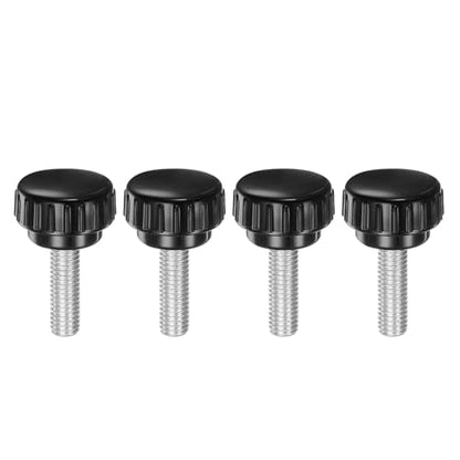 uxcell 4pcs Knurled Clamping Knobs M8 x 25mm Metric Zinc Plated Carbon Steel Male Thread Thumb Screw on Type 30mm Plastic Round Head Threaded Hand Bolt Stud Knobs Black - size: M8 x 25mm x 30mm