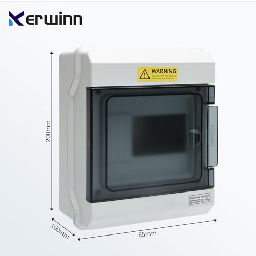 6 Way Distribution Protection Box,ABS/PC Alloy Plastic Transparent Cover Circuit Breaker Box IP66 Waterproof Distribution Box with DIN Rail and Waterproof Connector - size: HS-6