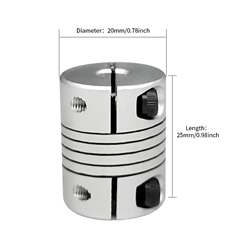 Flexible Beam Coupling 6mm to 6.35mm, Aluminum Alloy Shaft Coupling 25mm Length 20mm Diameter, Stepper Servo Motor Flexible Coupler Joint Connector for 3D Printer CNC Machine DIY Encoder - size: 6mm to 6.35mm