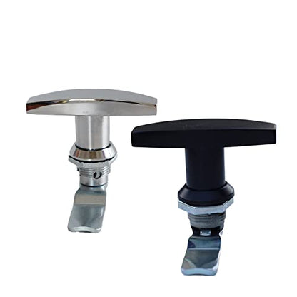 Thumb Operated Cam Lock Satin Twist Latch T-Handle Swing Knob for Electrical Panel Door Latches Machine Offset Cabinet Drawer 2-Pack