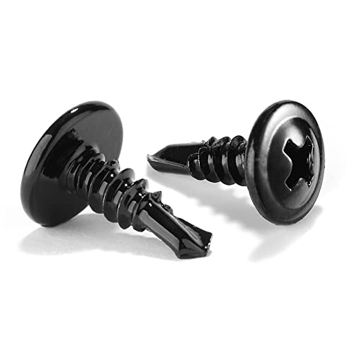 #8 x 1/2" Sheet Metal Screws 100Pcs 410 Stainless Steel Truss Head Fast Self Tapping Screws Black Oxide by SG TZH - color: Black, size: #8 x 1/2"