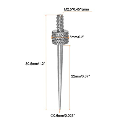 HARFINGTON 3pcs Needle Point Contact Points R0.3 M2.5 Thread 22mm Length 303 Stainless Steel Pointed Head for Dial Digital Indicators Depth Gauge - size: R0.3x22mm
