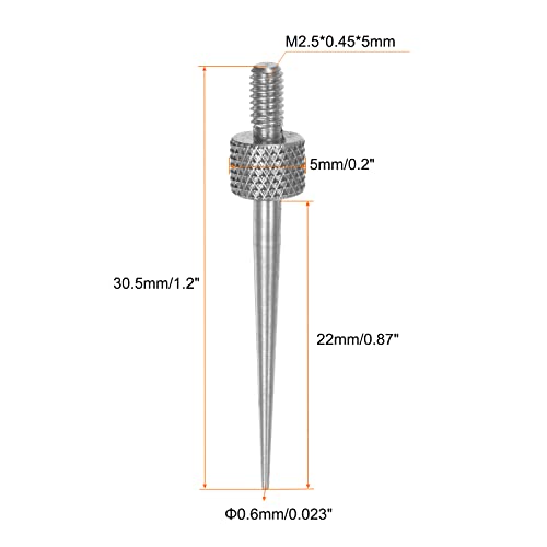 HARFINGTON 3pcs Needle Point Contact Points R0.3 M2.5 Thread 22mm Length 303 Stainless Steel Pointed Head for Dial Digital Indicators Depth Gauge - size: R0.3x22mm