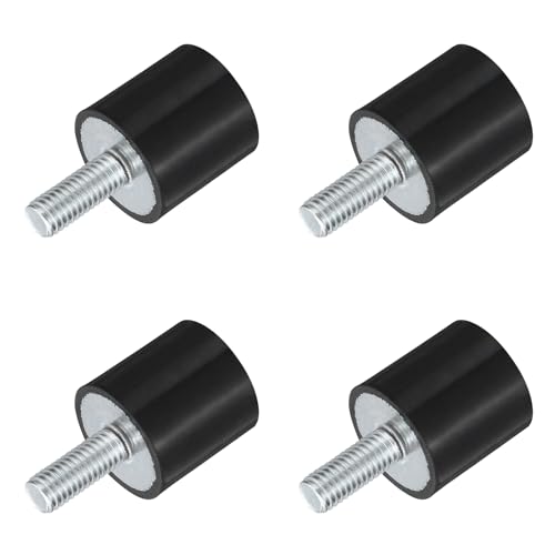 uxcell M8 Thread Rubber Mounts, Vibration Isolators, Cylindrical Shock Absorber with Studs 25 x 25mm 4pcs - size: M8x25x25mm