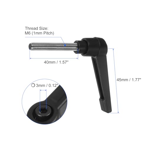 uxcell 4pcs Clamping Lever Handles, M6 x 40mm 304 Stainless Steel Threaded Male Stud, Adjustable Handles Locking Quick Release Ratchet Push Button Bolt Knobs, Black - size: M6 x 40mm