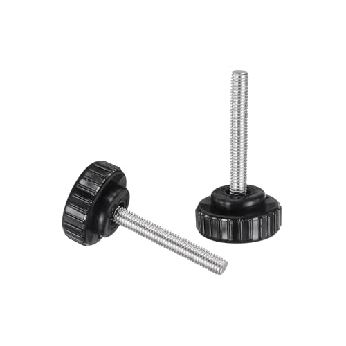 uxcell 2pcs Knurled Clamping Knobs M6 x 45mm Metric 304 Stainless Steel Male Thread Thumb Screw on Type 30mm Plastic Round Head Threaded Hand Bolt Stud Knobs Black - size: M6 x 45mm x 30mm