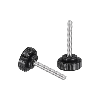 uxcell 2pcs Knurled Clamping Knobs M6 x 45mm Metric 304 Stainless Steel Male Thread Thumb Screw on Type 30mm Plastic Round Head Threaded Hand Bolt Stud Knobs Black - size: M6 x 45mm x 30mm
