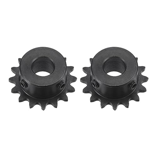 uxcell #25 Chain Roller Sprocket, 10mm Bore 1/4" Pitch 16 Tooth Single Strand Chain Sprocket, C45 Carbon Steel 25 Roller Chain Sprocket with Set Screws for ISO 04C Chain, 2Pcs - size: 35.5mmx10mm