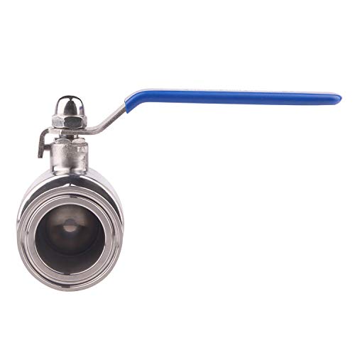 DERNORD 1.5" Tri-Clamp Ball Valve Stainless Steel 304,PTFE Lined. (1.5 inchTube OD) - size: 1.5 inch Tube OD