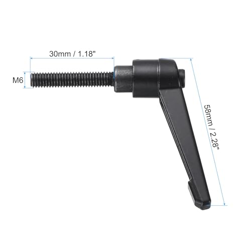 uxcell M6 x 30mm Handle Adjustable Clamping Lever Thread Push Button Ratchet Male Threaded Stud Knobs Locking Rotating Screw Handles Quick Release Bolt Black 2pcs - color: Black, size: M6 x 30mm