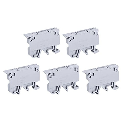 MECCANIXITY DIN Rail Mount Fuse Holder Terminal Blocks Grey ASK1/EN LD 220V Pack of 5