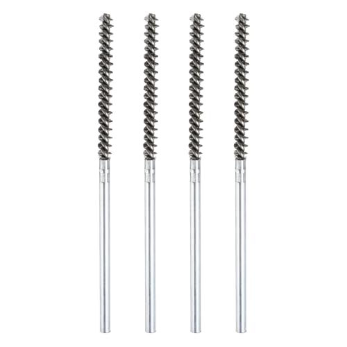 HARFINGTON 4pcs Wire Bore Brush Set 7 Inch Length 5/16 Inch Shank Stainless Steel Bristles Cleaning Brush for Clean Car Part Tube Kitchen Garage - size: 7 x 5/16 Inch