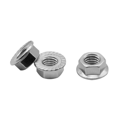 Beduan 50PCS 5/16"-18 Serrated Flange Hex Lock Nuts Bright Finish - size: 5/16"-18