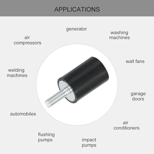 uxcell M6 Thread Rubber Mounts, Vibration Isolators, Cylindrical Shock Absorber with Studs 20 x 30mm 8pcs - size: M6x20x30mm