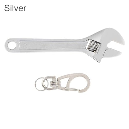 Mini Wrench Tool Keychain, Spanner Keyring Pendant, Keychain Creative Mini Adjustable Wrench Key Chain Spanner Key Chain (Silver) - color: Silver