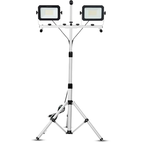 UFOND LED Work Light with Detachable Tripod, Dual Head Work Lamp for Garage - color: White