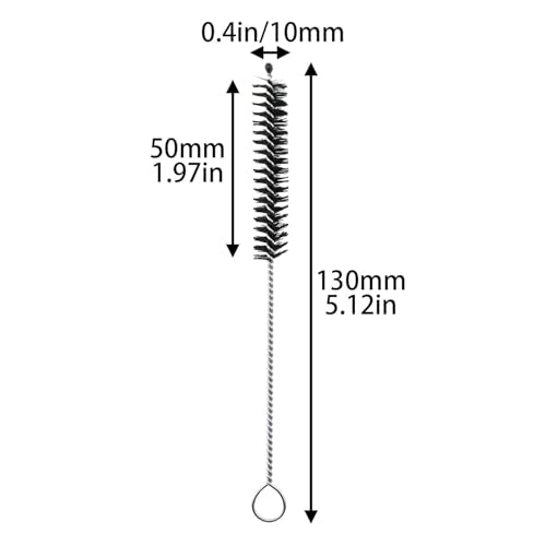 MEETOOT 10PCS Nylon Tube Nozzle Brush with Wire Loop Handle 10mm Cleaning Brush Cup Brush Spout Brushes for Cleaning Fine Tube Paint Spray Gun Paint Tool