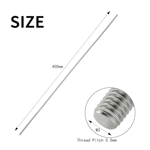 4Pcs Stainless Steel Fully Threaded Rods M3x400mm Right Threads with Nuts - size: M3x400mm