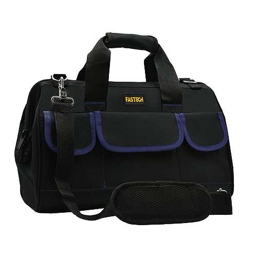 FASTECH 22 Inch Tool Bag, Waterproof Wide Mouth Tool Kit, Heavy Duty Tool Bag Organizer With Shoulder Straps, Tool Storage Package For Men/Women (22IN DarkBlue) - color: DarkBlue, size: 22IN