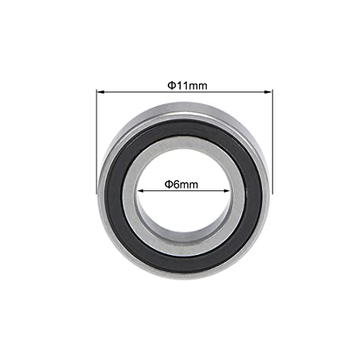 uxcell MR116-2RS Deep Groove Ball Bearings 6mm Inner Dia 4mm OD 4mm Bore Double Sealed Chrome Steel Z2 10pcs - size: 6mmx11mmx4mm