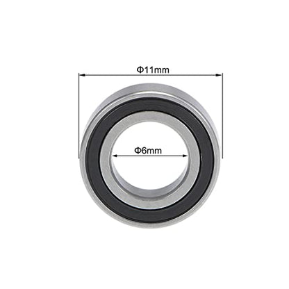 uxcell MR116-2RS Deep Groove Ball Bearings 6mm Inner Dia 4mm OD 4mm Bore Double Sealed Chrome Steel Z2 10pcs - size: 6mmx11mmx4mm