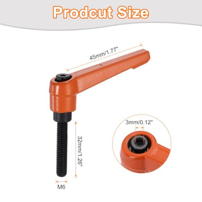 uxcell Clamping Lever Handles for Lathe, M6x32mm Male Thread Orange - size: M6x32mm