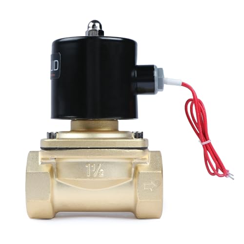 U.S. Solid 1 1/2" Solenoid Valve - 12V DC Brass Electric Solenoid Valve, Normally Closed, Viton Seal - size: 1-1/2 inch