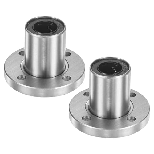 PATIKIL LMK12UU Linear Ball Bearings 12mm Bore Dia 21mm OD 30mm Long 4.5mm Hole, 2Pcs Round Flange Linear Motion Bushing Double Side Rubber Sealed Rod Liner Shaft for Machine 3D Printer - size: 12mm