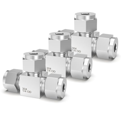 3PCS 304 stainless Steel Compression Tee Adapter, 3/8" Tube OD - size: 3/8" OD (3-Pack)