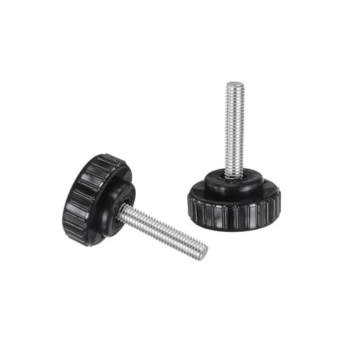 uxcell 2pcs Knurled Clamping Knobs M6 x 30mm Metric 304 Stainless Steel Male Thread Thumb Screw on Type 30mm Plastic Round Head Threaded Hand Bolt Stud Knobs Black - size: M6 x 30mm x 30mm