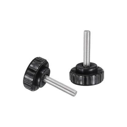 uxcell 2pcs Knurled Clamping Knobs M6 x 30mm Metric 304 Stainless Steel Male Thread Thumb Screw on Type 30mm Plastic Round Head Threaded Hand Bolt Stud Knobs Black - size: M6 x 30mm x 30mm