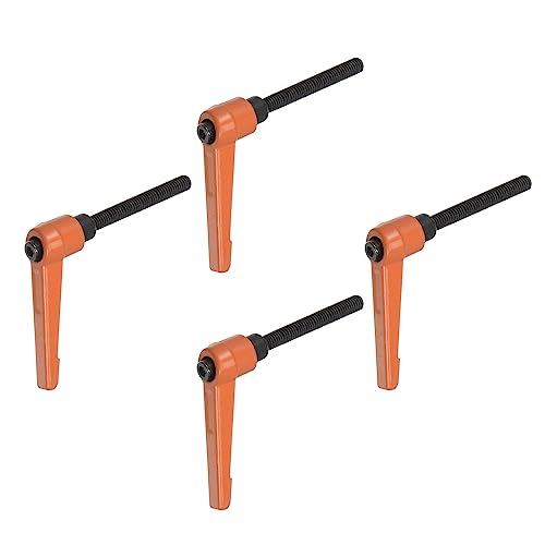 HARFINGTON 4pcs Adjustable Clamping Lever Handles M6 x 50mm Male Thread Bolt Knobs Rotating Screw Locking Quick Release Ratchet Push Button Handle, Orange - size: M6 x 50mm