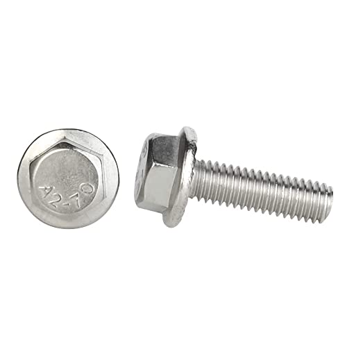 M8 x 60mm Flanged Hex Head Bolts Flange Hexagon Screws, Stainless Steel 304, DIN 6921, 10 PCS - size: M8-1.25 x 60mm