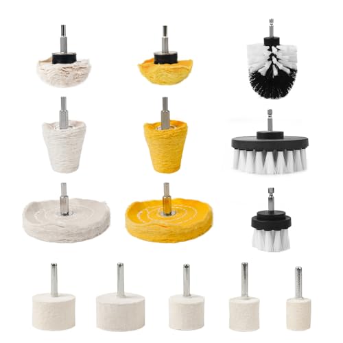 Unicaravan Aluminum Wheel Polishing Kit for Drill Buffing Wheel for Car Motorcycle Wheel Rim Manifold Polishing for Stainless Steel Chrome Wood Plastic Ceramic Glass Woods Machine Jewelry etc 14PCS - style: 14PCS