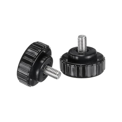 uxcell 2pcs Knurled Clamping Knobs M6 x 12mm Metric 304 Stainless Steel Male Thread Thumb Screw on Type 30mm Plastic Round Head Threaded Hand Bolt Stud Knobs Black - size: M6 x 12mm x 30mm