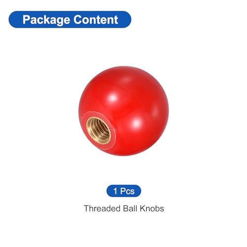 uxcell Threaded Ball Knobs, M8 Female Thread Thermoset Ball Knob 25mm Dia Round Operation Ball Handles with Copper Insert for Machine Lever Handle, Red - color: Red, size: M8x25mm