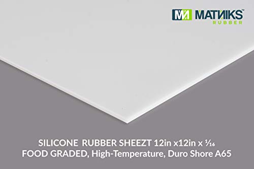 Food Grade Silicone Rubber Sheet by MATNIKS 12x12-inch by 1/16 White - Duro Shore A65 High Temperature Heavy Duty for Gaskets DIY Food Covers Lids Sealing Material Supports Microwave Oven Protection - size: White 1/16-inch Thick
