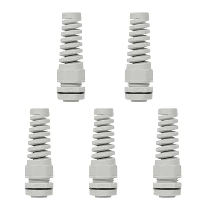 LeMotech 5Pcs NPT 1/2" IP68 Waterproof Cable Gland Flex Spiral Strain Relief Grey Nylon Joint with Gaskets for 6-12mm Wire Thread - color: Grey, size: NPT 1/2" (5-Pack)