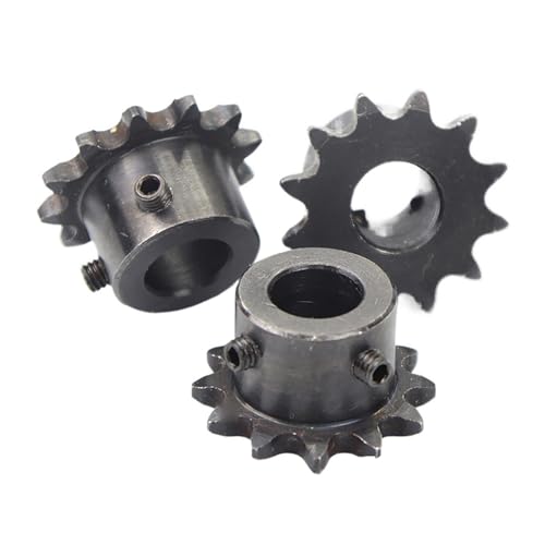 C45 Carbon Steel 15 Tooth Roller Sprocket Type B with Fixing Screw Number 25 Chain Single Strand 1/4 Inch Pitch Black Oxide Coating Suitable for Milling/Drilling Machines