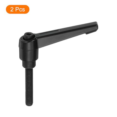 uxcell 2Pcs M6 x 32mm Adjustable Knobs Handle Male Thread Push Button Ratchet Quick Release Locking Rotating Bolt for Lathe Machinery, Black - size: M6 x 32mm
